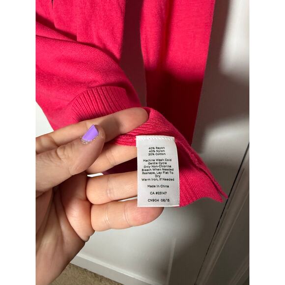Talbots Hot Pink Navy Blue Nautical Coastal Crab Sweater Women's Small Petite - Picture 5 of 6